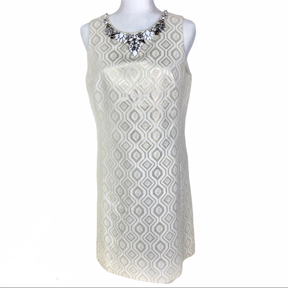 WHBM Embellished Metallic Dress Shift Dress Sz 8